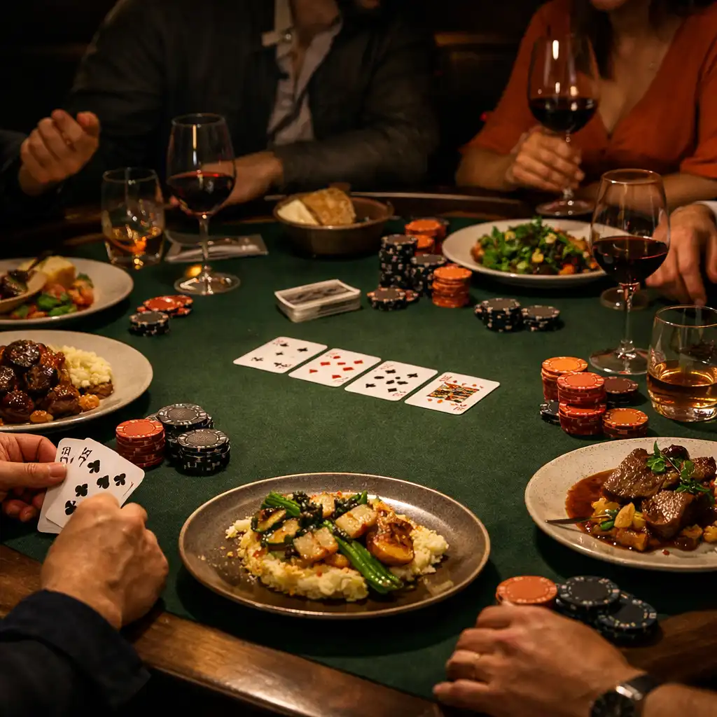 Dîner partagé autour de cartes physiques et d’une table structurée